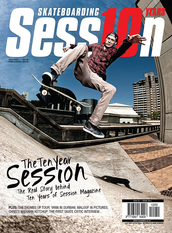 Skateboarding session magazine front cover 10 year anniversary