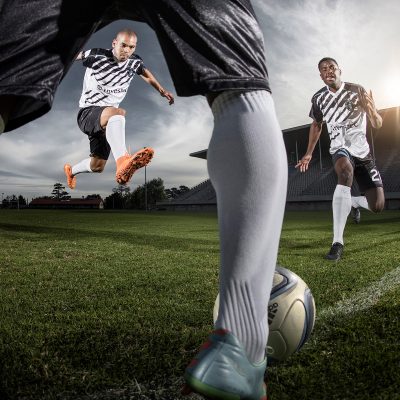 Football Action Shot for Investec by Renowned SA Action Photographer Ben Bergh