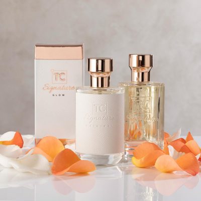 ladies signature fragrance styled with rose petals